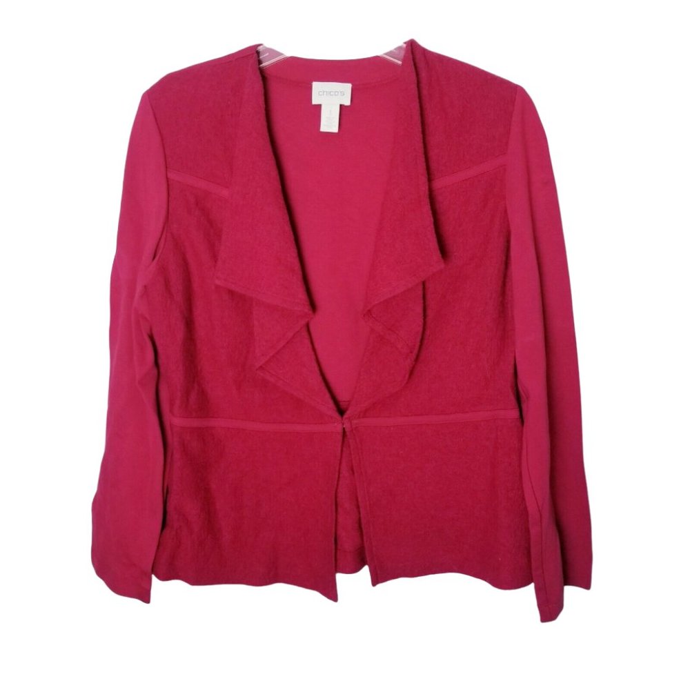 Chico's Boiled Wool Mix Jacket Size 1 (8/10-M) Red Style 570116670